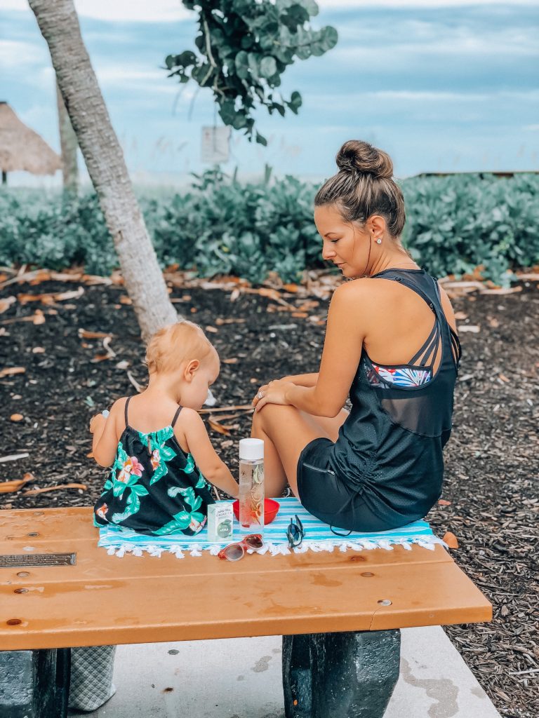 As moms we are always on the go and a swimsuit that can be worn to the beach and run errands with out a cover up is a bonus!
