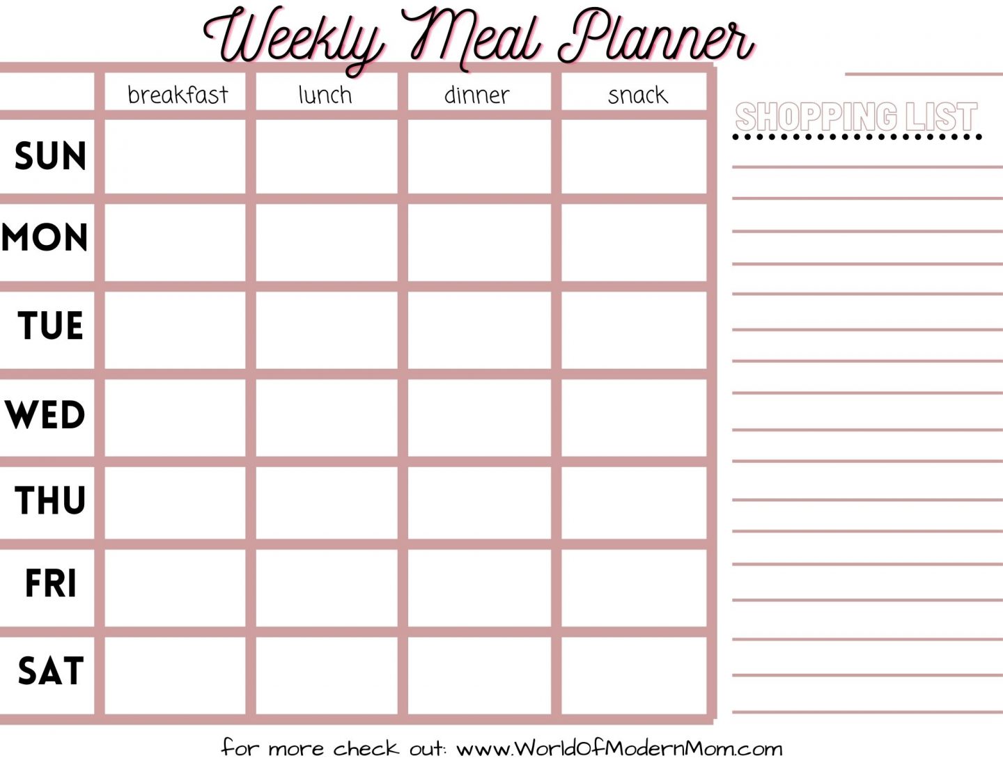 Weekly Meal Planner!