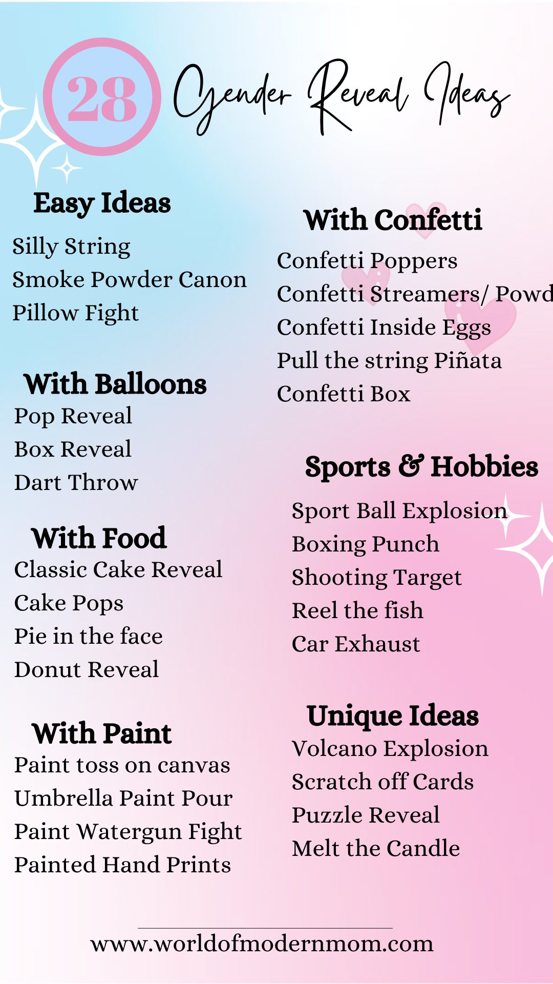 Our Gender Reveal + 28 Ideas for you! - World of Modern Mom