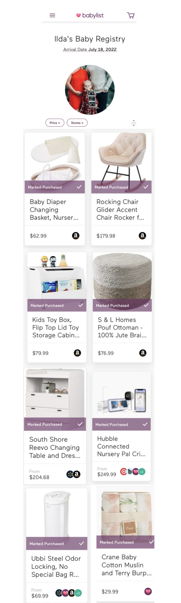 Baby registry best sale with multiple stores